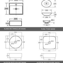 Emily 500mm Wall Mounted 1 Drawer Vanity Unit and Countertop