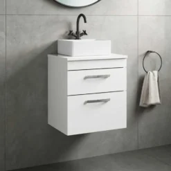 Emily 500mm Wall Mounted 2 Drawer Vanity Unit and Countertop