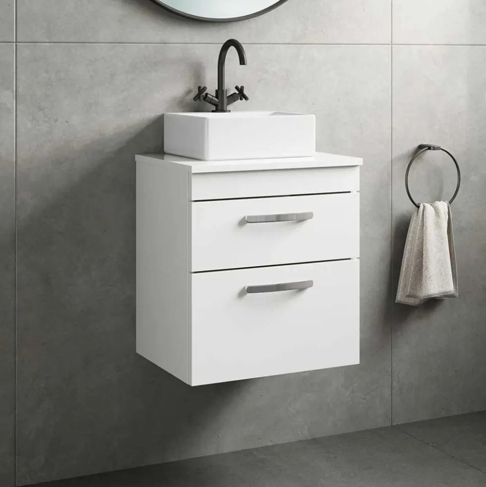 Emily 500mm Wall Mounted 2 Drawer Vanity Unit and Countertop