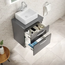 Emily 500mm Wall Mounted 2 Drawer Vanity Unit and Countertop