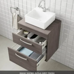 Emily 600mm Wall Mounted 2 Drawer Vanity Unit and Countertop