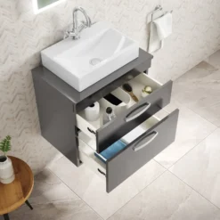 Emily 600mm Wall Mounted 2 Drawer Vanity Unit and Countertop