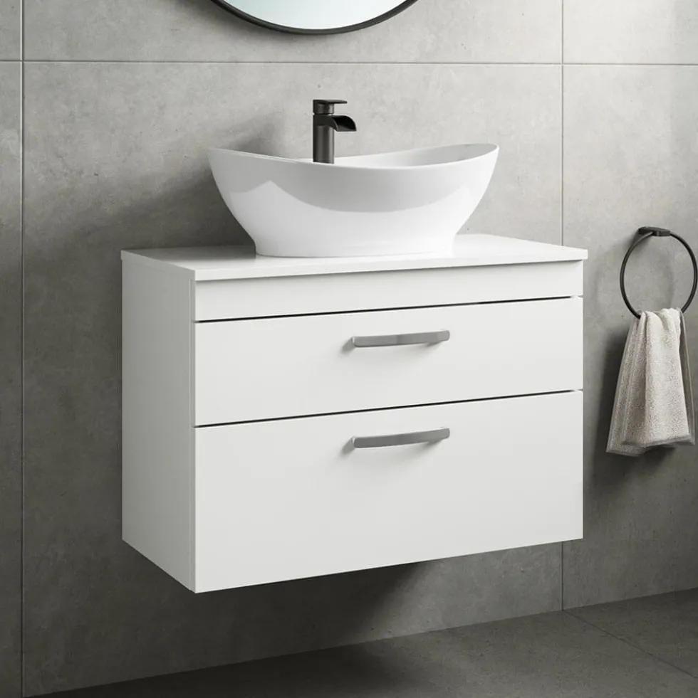 Emily 800mm Wall Mounted 2 Drawer Vanity Unit and Countertop