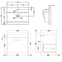 Emily 500mm Wall Mounted 1 Drawer Vanity Unit & Basin Options