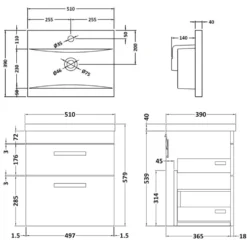 Emily 500mm Wall Mounted 2 Drawer Vanity Unit & Basin Options