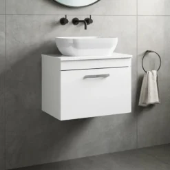 Emily 600mm Wall Mounted 1 Drawer Vanity Unit & Basin Options
