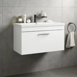 Emily 800mm Wall Mounted 1 Drawer Vanity Unit & Basin Options