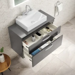 Emily 800mm Wall Mounted 2 Drawer Vanity Unit & Basin Options