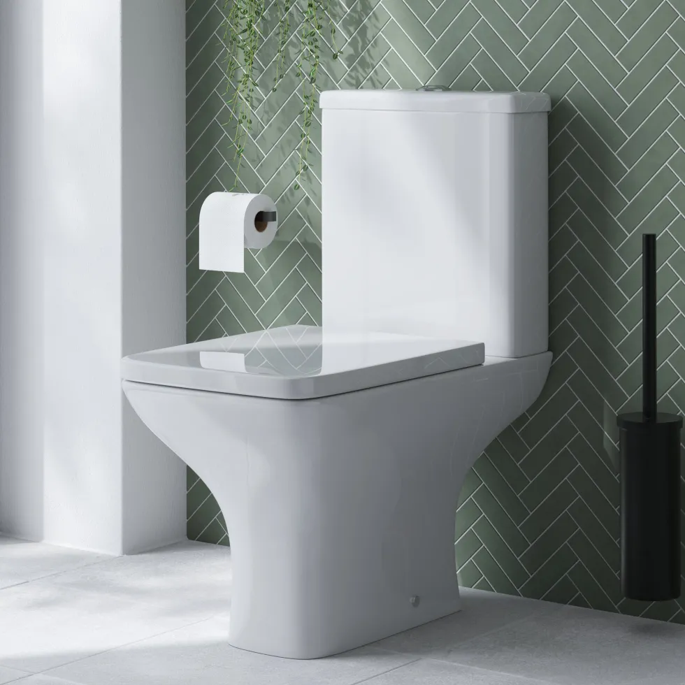 Emily Modern Shower Bath Suite with 1700mm L Shaped Bath & Rimless Toilet