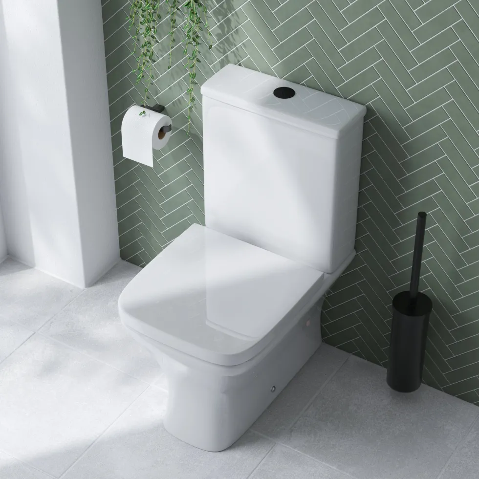 Emily Rimless Back to Wall Close Coupled Toilet & Soft Close Seat