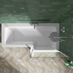 Erin Complete Bathroom Suite with 1700mm L Shaped Shower Bath & Rimless Toilet