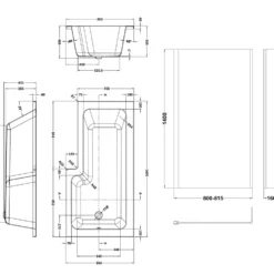Erin Complete Bathroom Suite with 1700mm L Shaped Shower Bath & Rimless Toilet