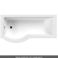 Erin Complete Bathroom Suite with 1700mm P Shaped Shower Bath & Rimless Toilet