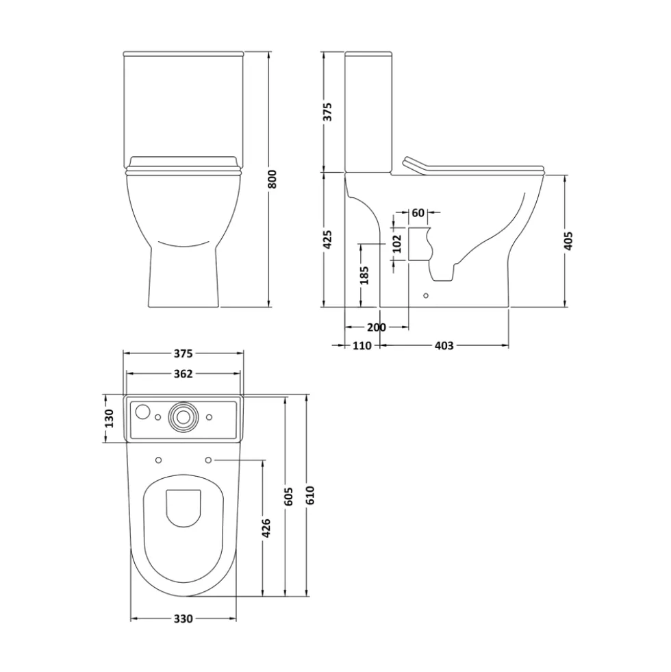 Erin Complete Bathroom Suite with 1700mm P Shaped Shower Bath & Rimless Toilet
