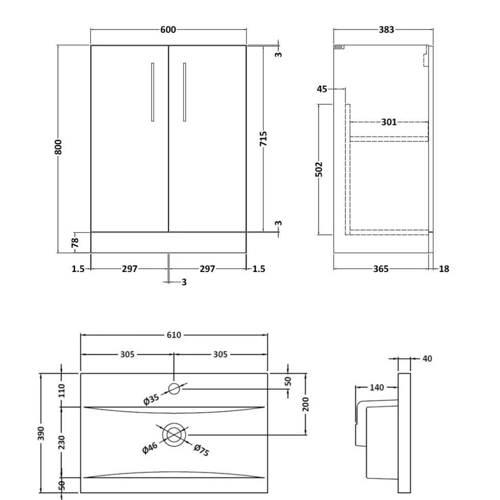 Erin Complete Bathroom Suite with 1700mm P Shaped Shower Bath & Rimless Toilet