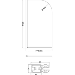 Erin Matt Black Shower Bath Suite with 1700mm J Shaped Bath & Rimless Toilet