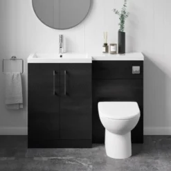 Erin 1100mm Black Charcoal Combination Bathroom 2 Door Sink & Toilet Unit
