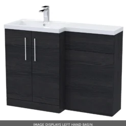 Erin 1100mm Black Charcoal Combination Bathroom 2 Door Sink & Toilet Unit
