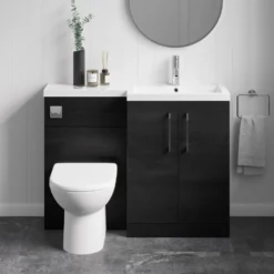 Erin 1100mm Black Charcoal Combination Bathroom 2 Door Sink & Toilet Unit
