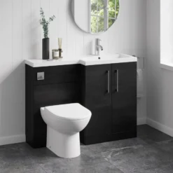 Erin 1100mm Black Charcoal Combination Bathroom 2 Door Sink & Toilet Unit