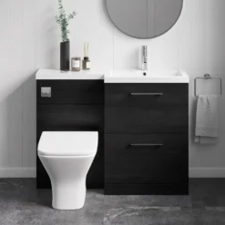 Erin 1100mm Black Charcoal Combination Bathroom 2 Drawer Sink & Toilet Unit