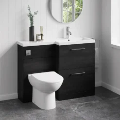 Erin 1100mm Black Charcoal Combination Bathroom 2 Drawer Sink & Toilet Unit