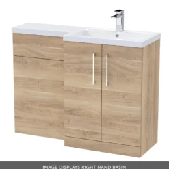 Erin 1100mm Bleached Oak Combination Bathroom 2 Door Sink & Toilet Unit