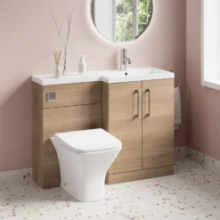 Erin 1100mm Bleached Oak Combination Bathroom 2 Door Sink & Toilet Unit