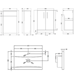 Erin 1100mm 2 Door Combination Basin & Toilet Unit