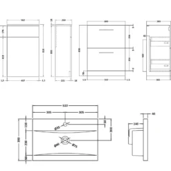Erin 1100mm 2 Drawer Combination Basin & Toilet Unit