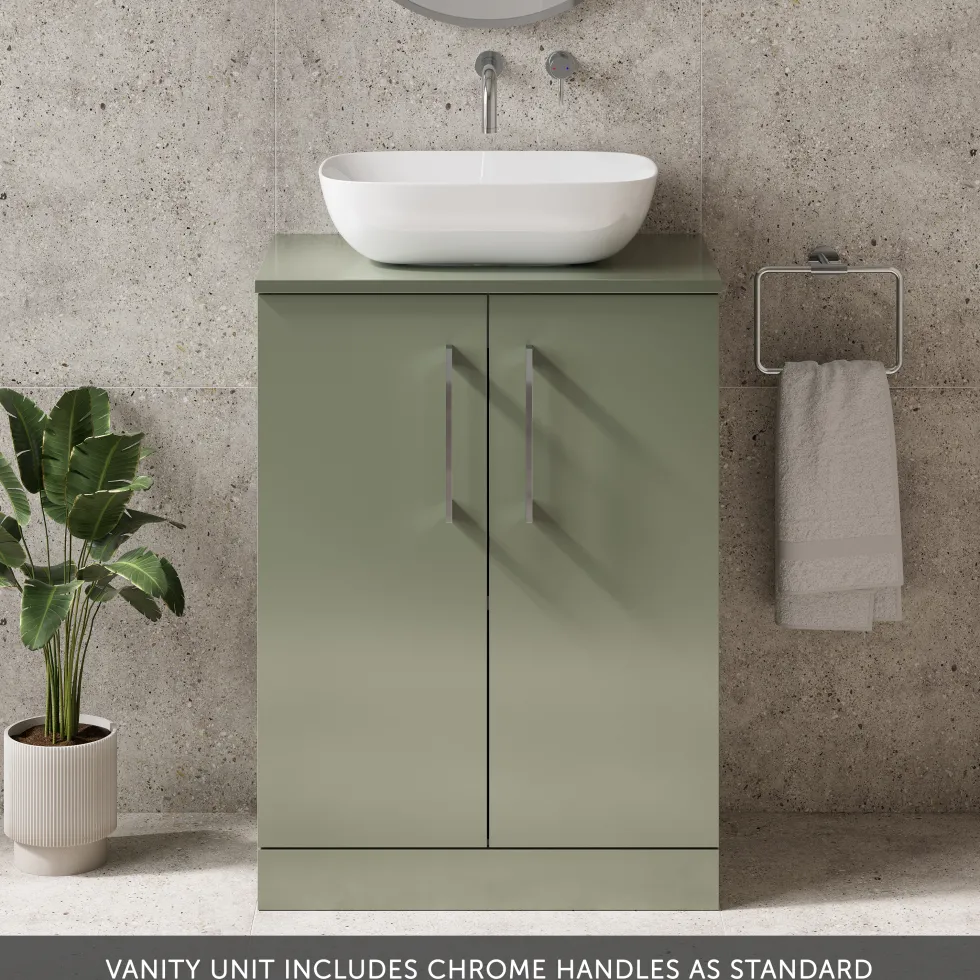 Erin 600mm Floorstanding 2 Door Vanity Unit & Countertop