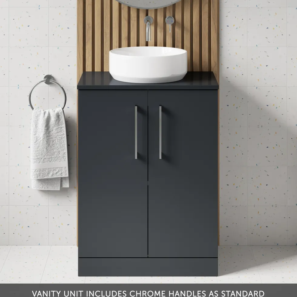 Erin 600mm Floorstanding 2 Door Vanity Unit & Countertop