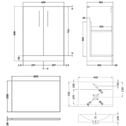 Erin 600mm Floorstanding 2 Door Vanity Unit & Countertop