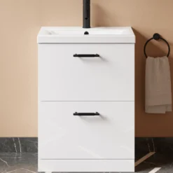 Erin 600mm Floorstanding 2 Drawer Vanity Unit & Basin