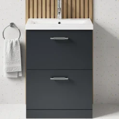 Erin 600mm Floorstanding 2 Drawer Vanity Unit & Basin