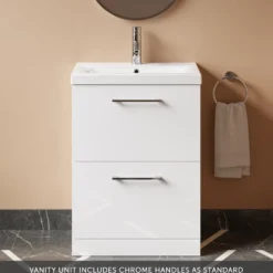 Erin 600mm Floorstanding 2 Drawer Vanity Unit & Basin