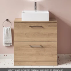 Erin 800mm Floorstanding 2 Drawer Vanity Unit & Countertop