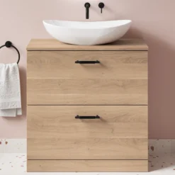 Erin 800mm Floorstanding 2 Drawer Vanity Unit & Countertop