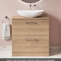 Erin 800mm Floorstanding 2 Drawer Vanity Unit & Countertop