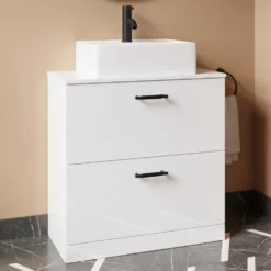 Erin 800mm Floorstanding 2 Drawer Vanity Unit & Countertop