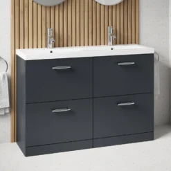 Erin 1200mm Floorstanding 4 Drawer Vanity Unit & Double Basin