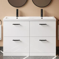 Erin 1200mm Floorstanding 4 Drawer Vanity Unit & Double Basin