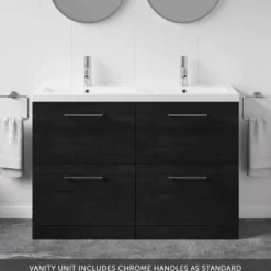 Erin 1200mm Floorstanding 4 Drawer Vanity Unit & Double Basin