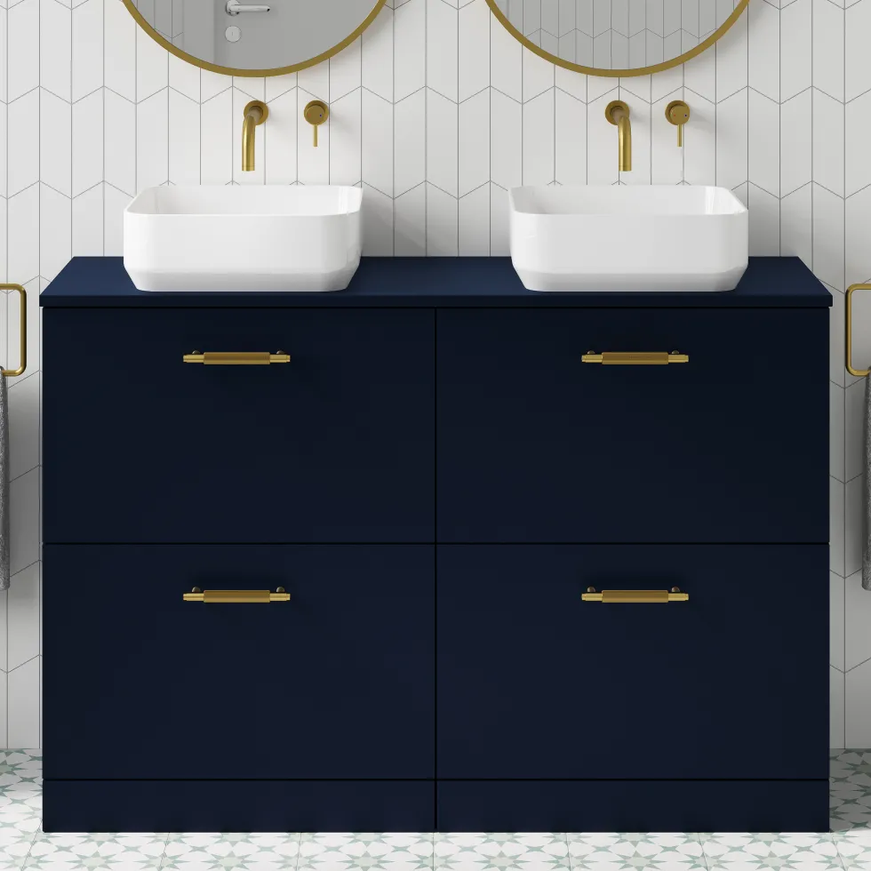 Erin 1200mm Floorstanding 4 Drawer Vanity Unit & Double Countertop