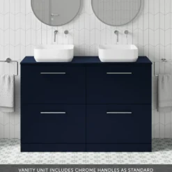 Erin 1200mm Floorstanding 4 Drawer Vanity Unit & Double Countertop