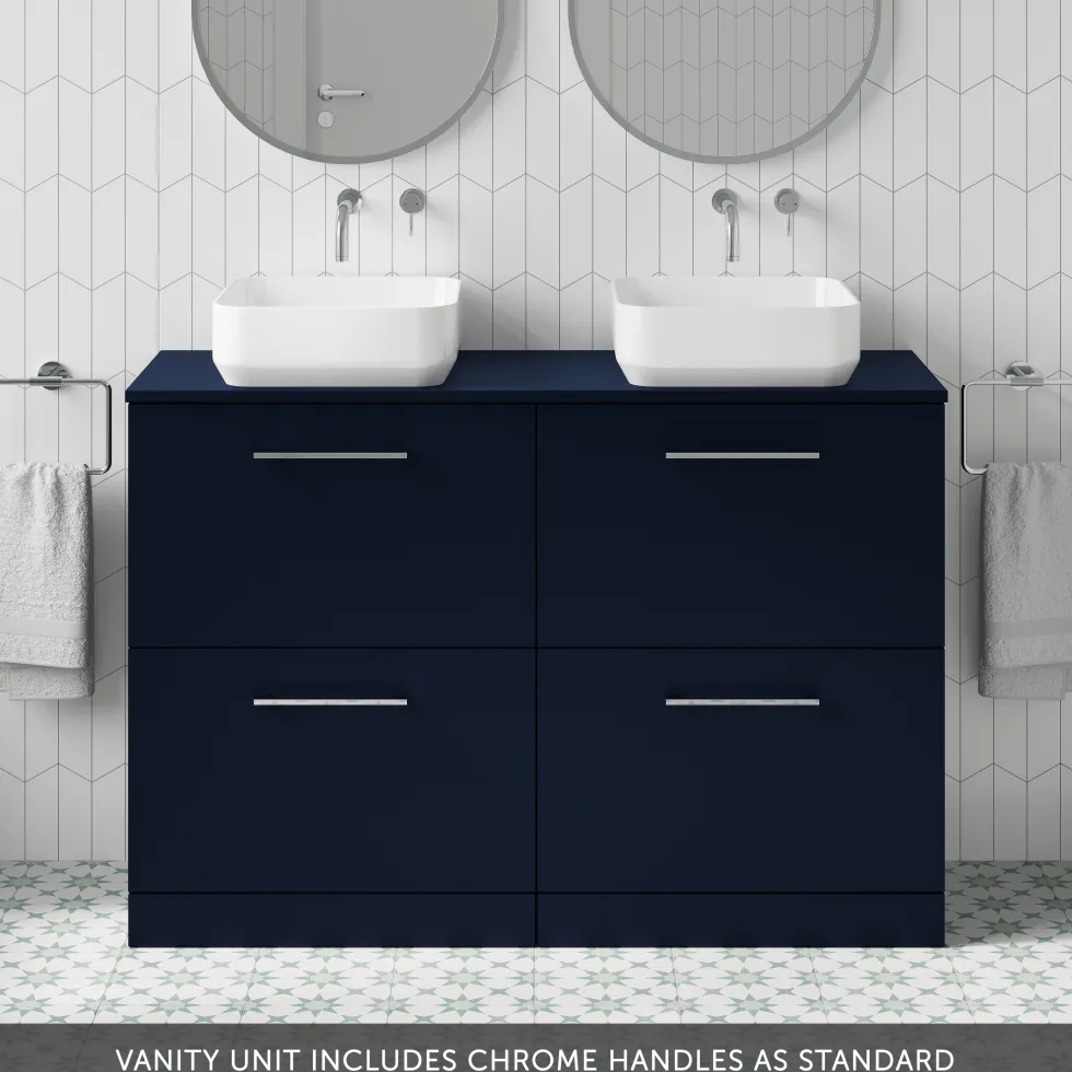 Erin 1200mm Floorstanding 4 Drawer Vanity Unit & Double Countertop