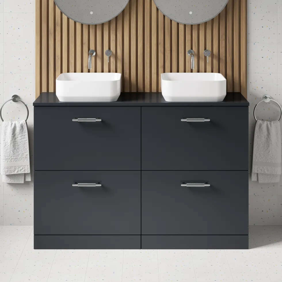 Erin 1200mm Floorstanding 4 Drawer Vanity Unit & Double Countertop