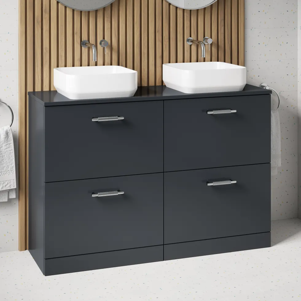 Erin 1200mm Floorstanding 4 Drawer Vanity Unit & Double Countertop