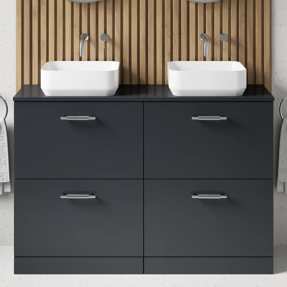 Erin 1200mm Floorstanding 4 Drawer Vanity Unit & Double Countertop