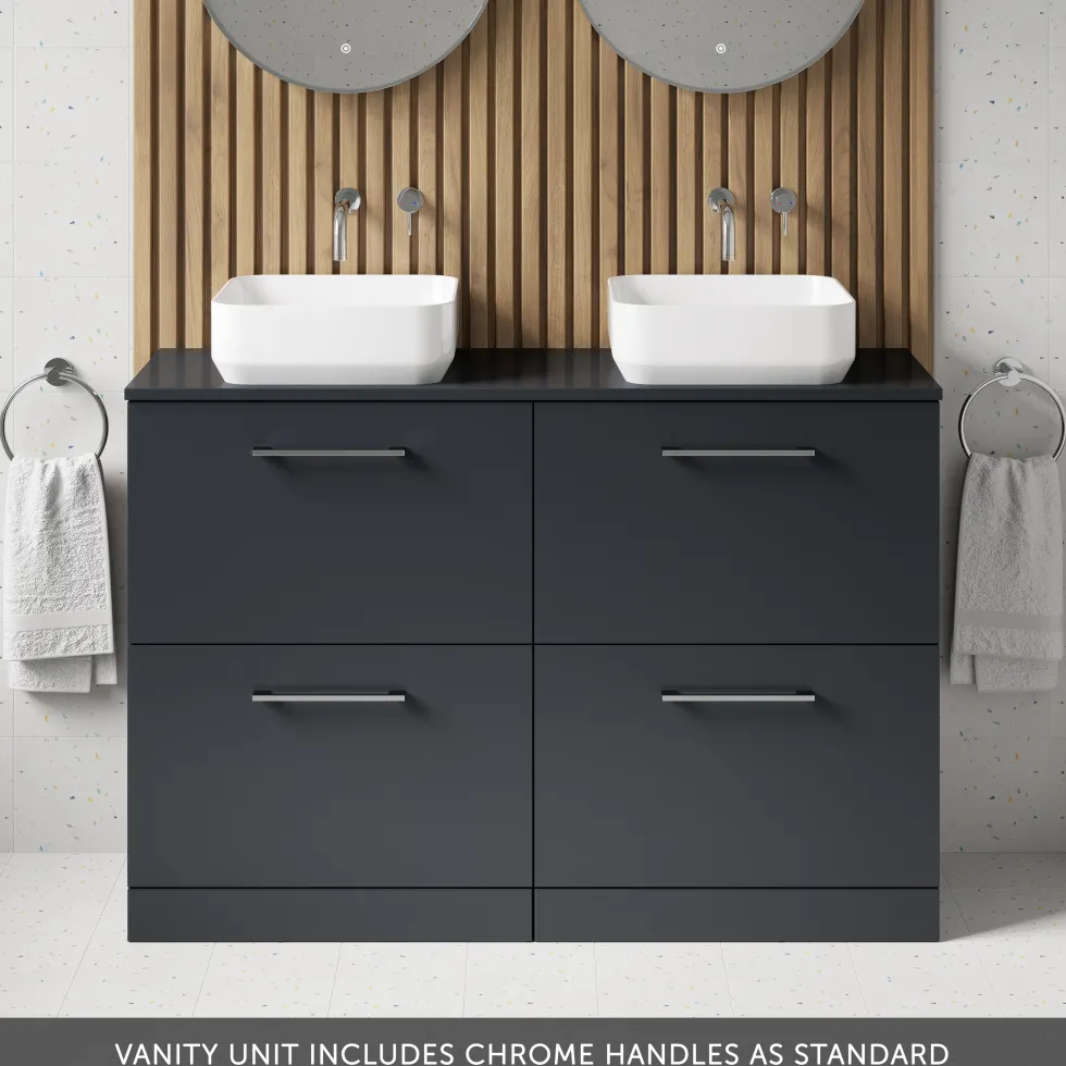Erin 1200mm Floorstanding 4 Drawer Vanity Unit & Double Countertop